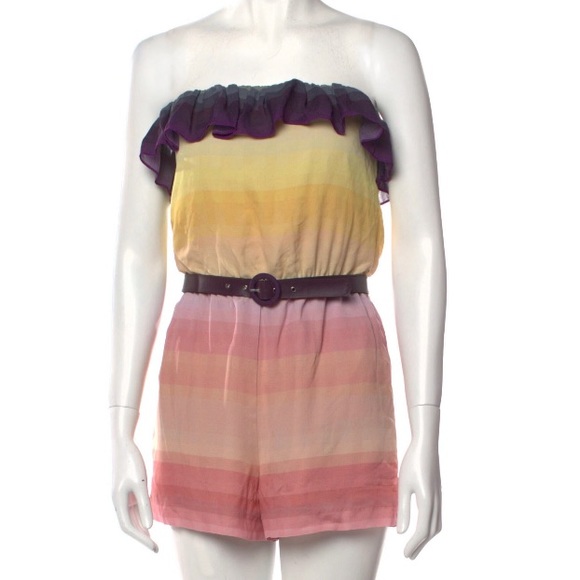 Alice and Olivia Off The Shoulder 💯Silk Short Romper Size 0 JUST REDUCED - Picture 1 of 4